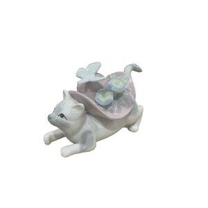Seymour Mann Porcelain Cat Figurine With‎ Hat & Butterfly Connoisseur Collection